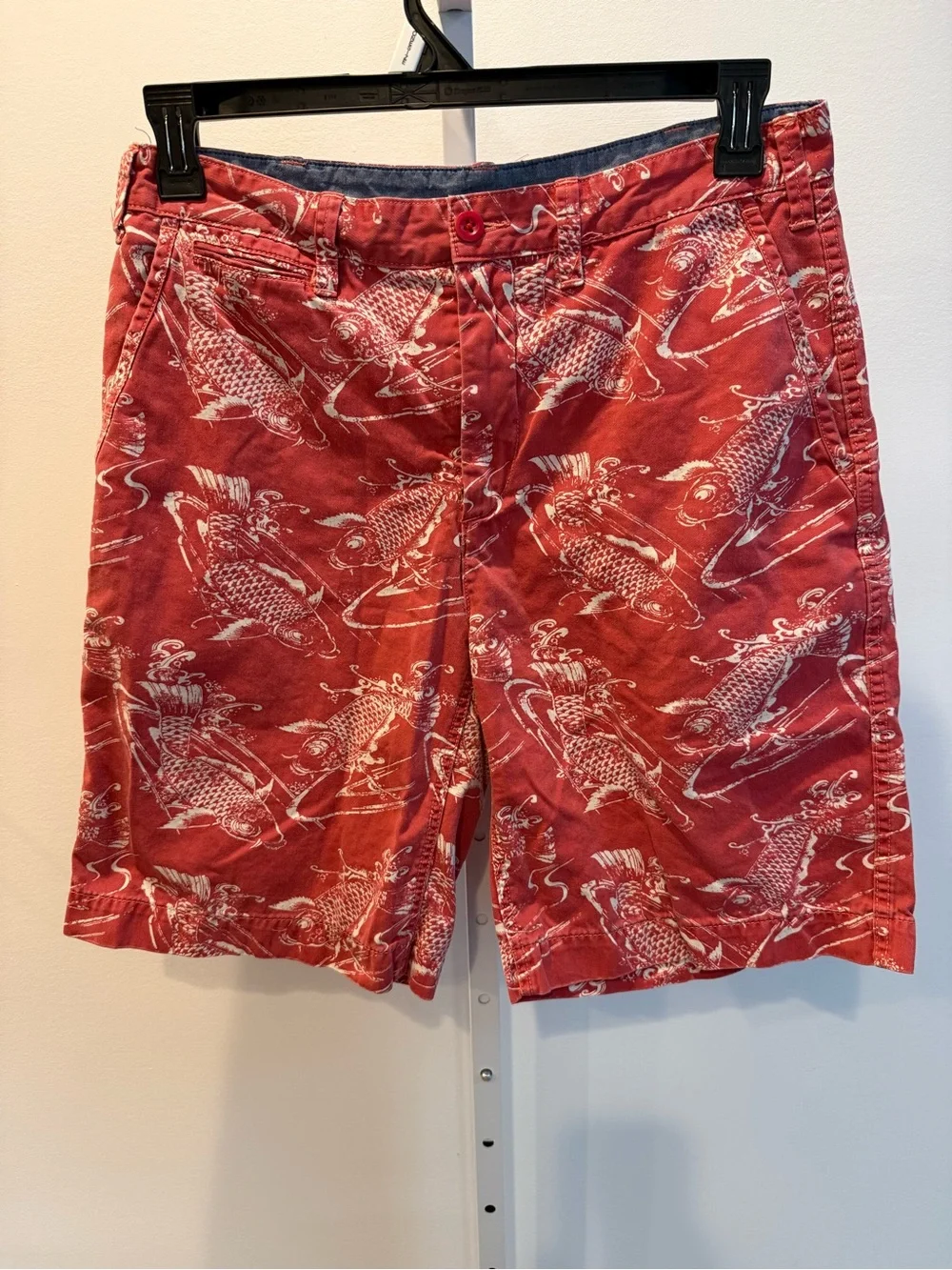 Ralph Lauren White Shirt Red Embroidered Pony Koi Fish Relaxed Fit Men Size 32